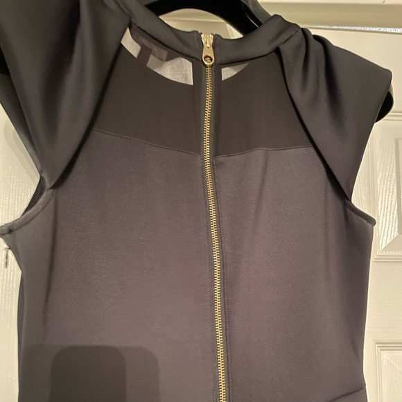 Ted Baker London Pleated Skater Dress with Mesh Panel Cap Sleeves - Picture 3 of 5